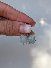 Tidal Grace Earrings – Aquamarine Beryl, Sterling Silver | Pair B