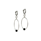 Night Current Hoops | Sterling silver hoop earrings with black spinel • The Night Sea Collection