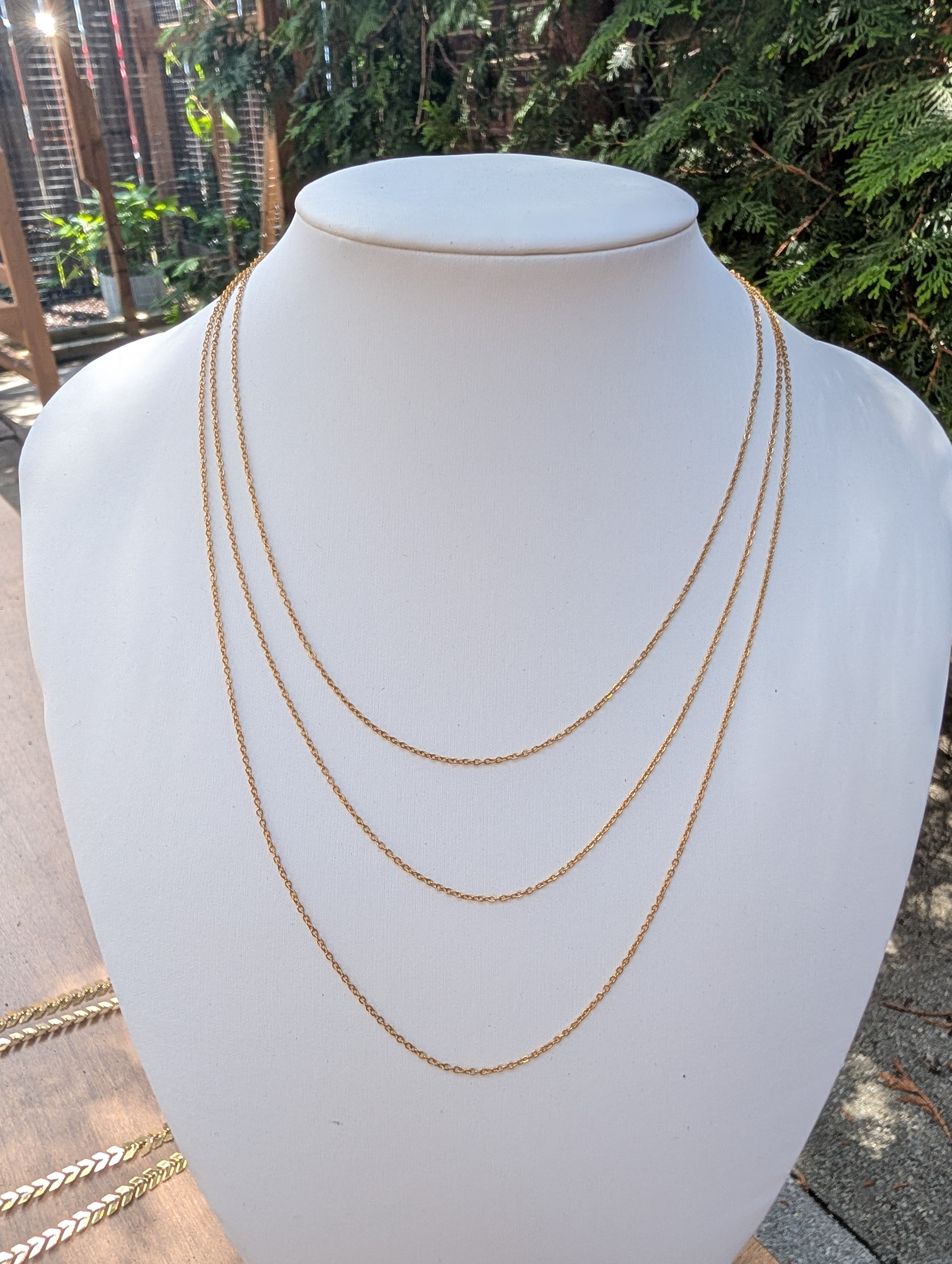 Sample Sale: Gold Layered Necklace – 3 Strand Waterproof Stainless Steel Chain Necklace