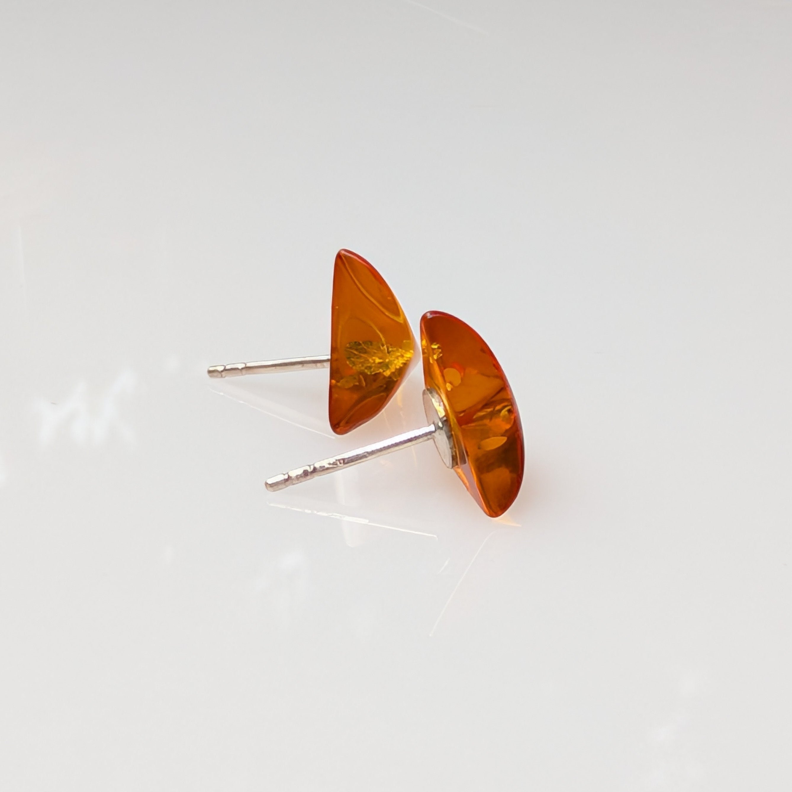 Amber Delta Studs | Triangle Baltic Amber Stud Earrings | Tears of the Sun