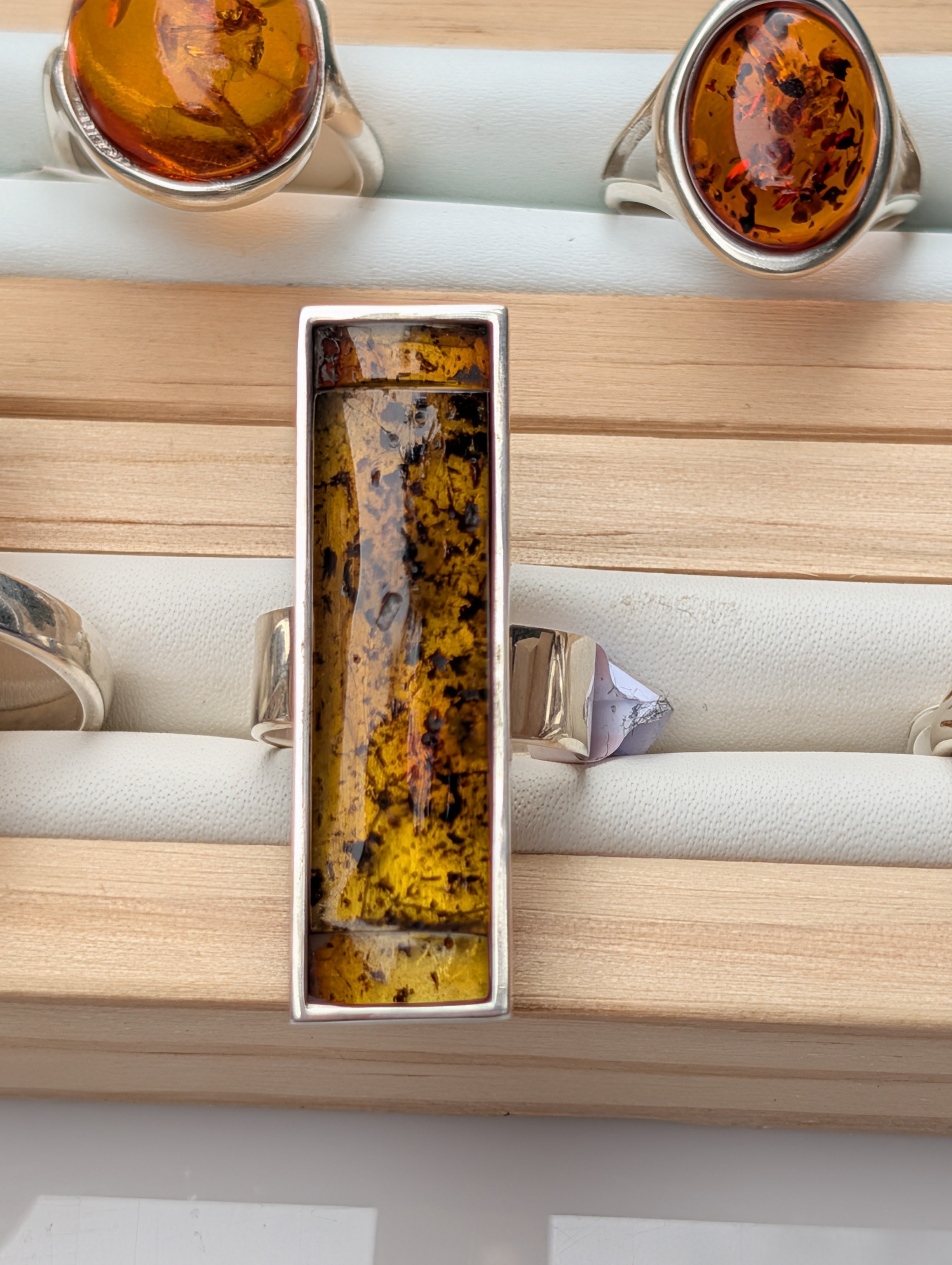 Forest Light Ring | Silver Baltic Amber Ring | Tears of the Sun Collection