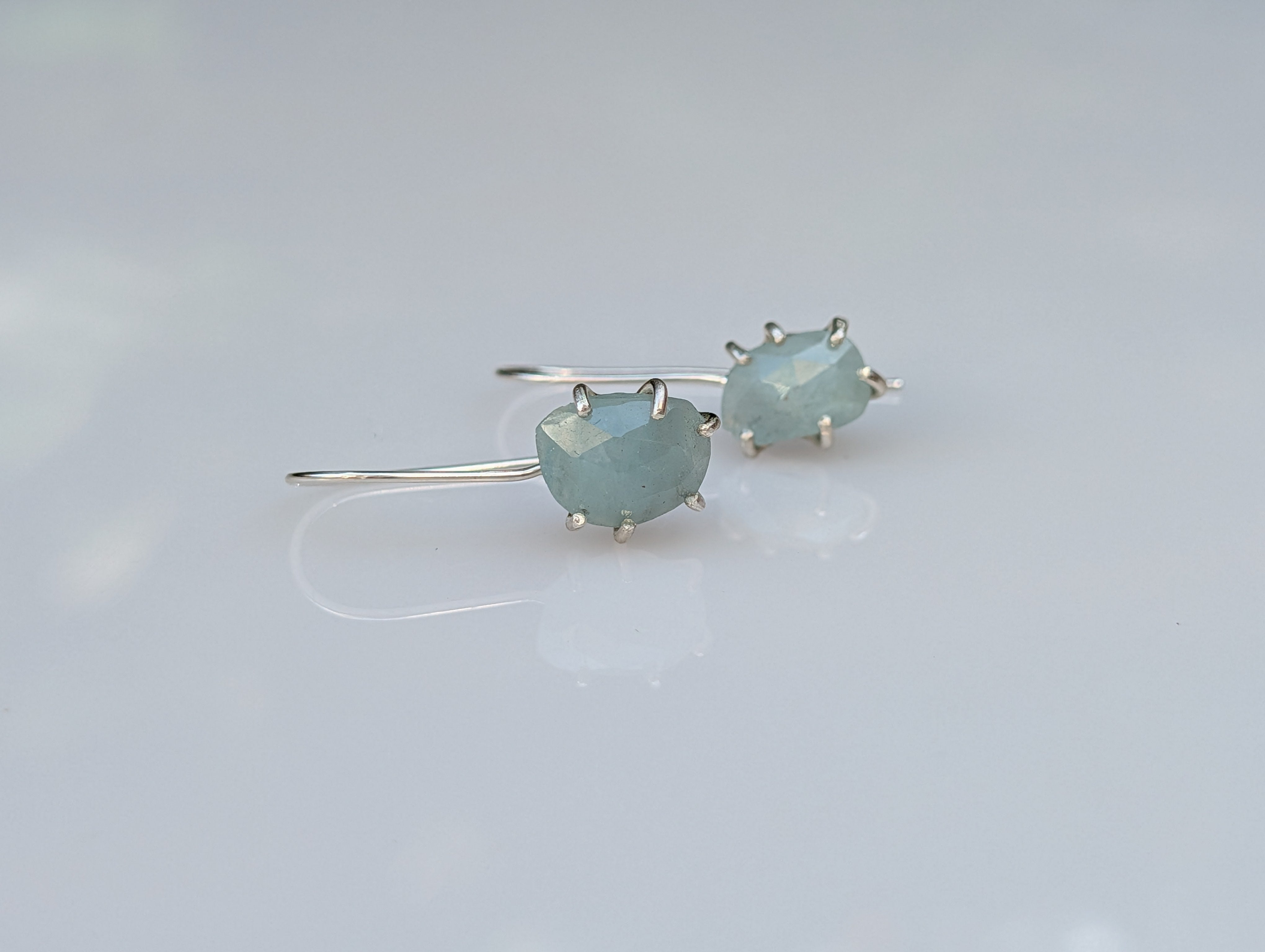 Tidal Grace Earrings – Aquamarine Beryl, Sterling Silver | Pair B