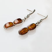 Solar Cascade Earrings | Sterling Silver Baltic Amber | Tears of the Sun