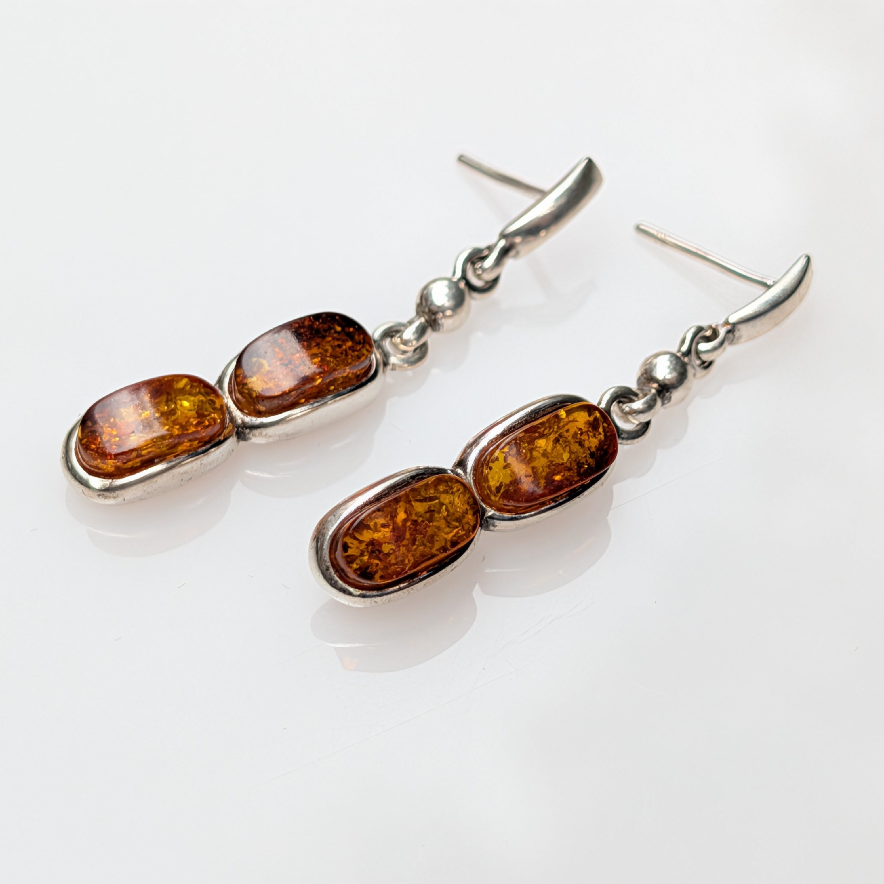 Solar Cascade Earrings | Sterling Silver Baltic Amber | Tears of the Sun