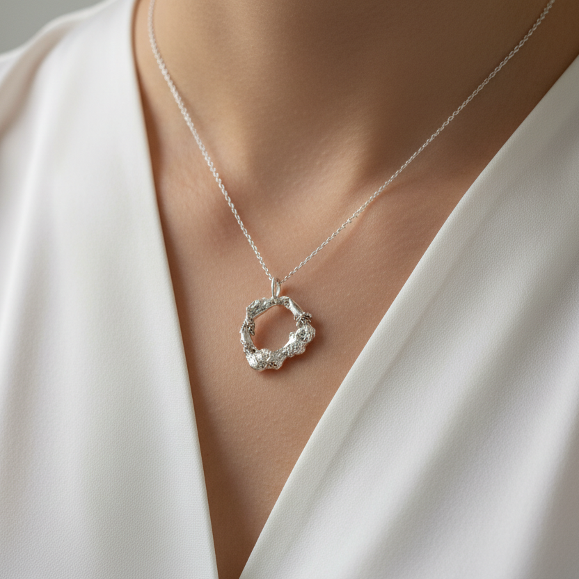 Sterling Silver Pendant — One-of-a-Kind Hinged Organic Form