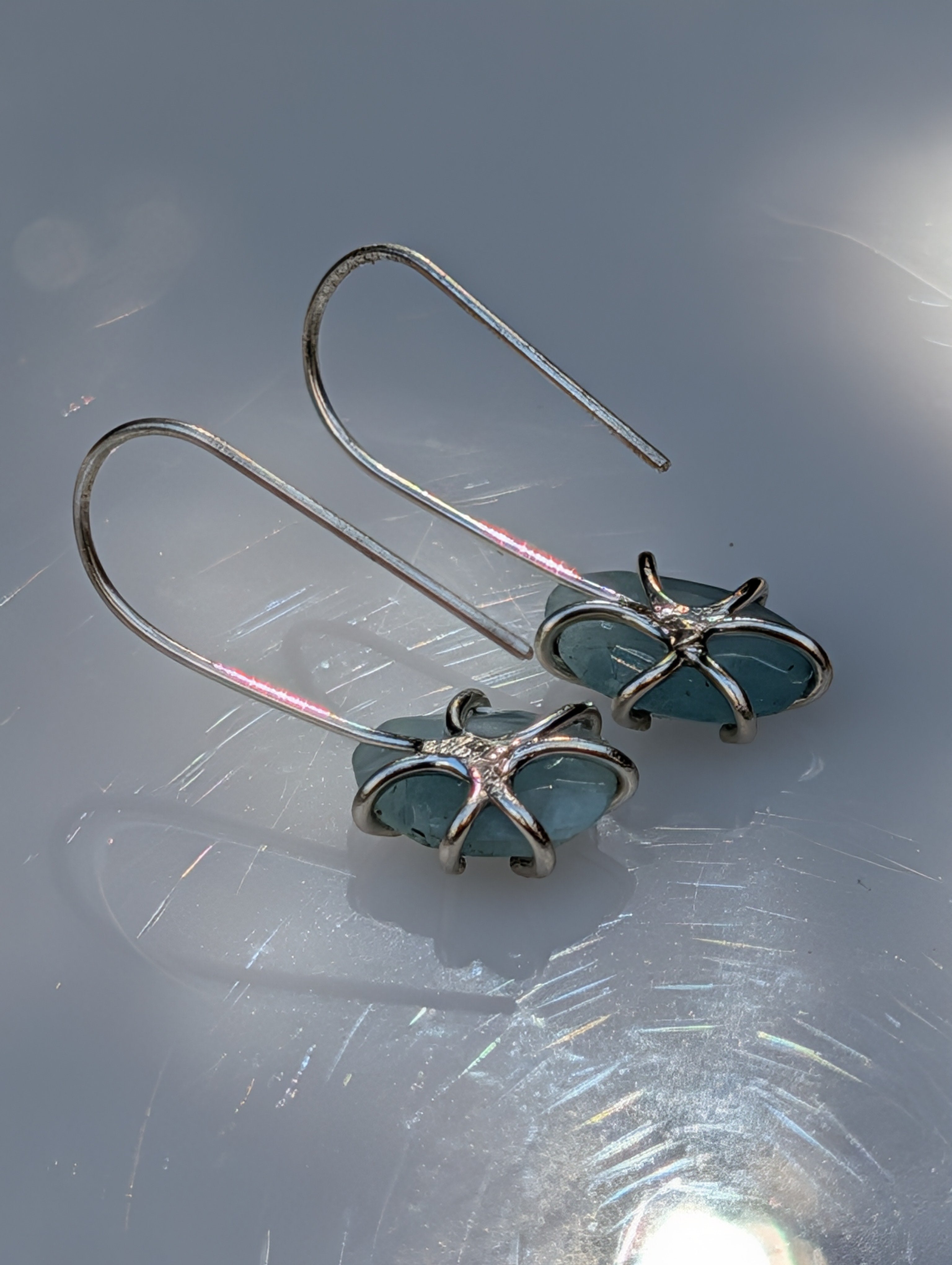 Tidal Grace Earrings – Aquamarine Beryl, Sterling Silver | Pair A