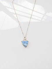 Blue Opal Triangle Necklace in Sterling Silver