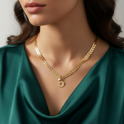 Sample Sale: Gold Compass Chevron Necklace in Stainless Steel