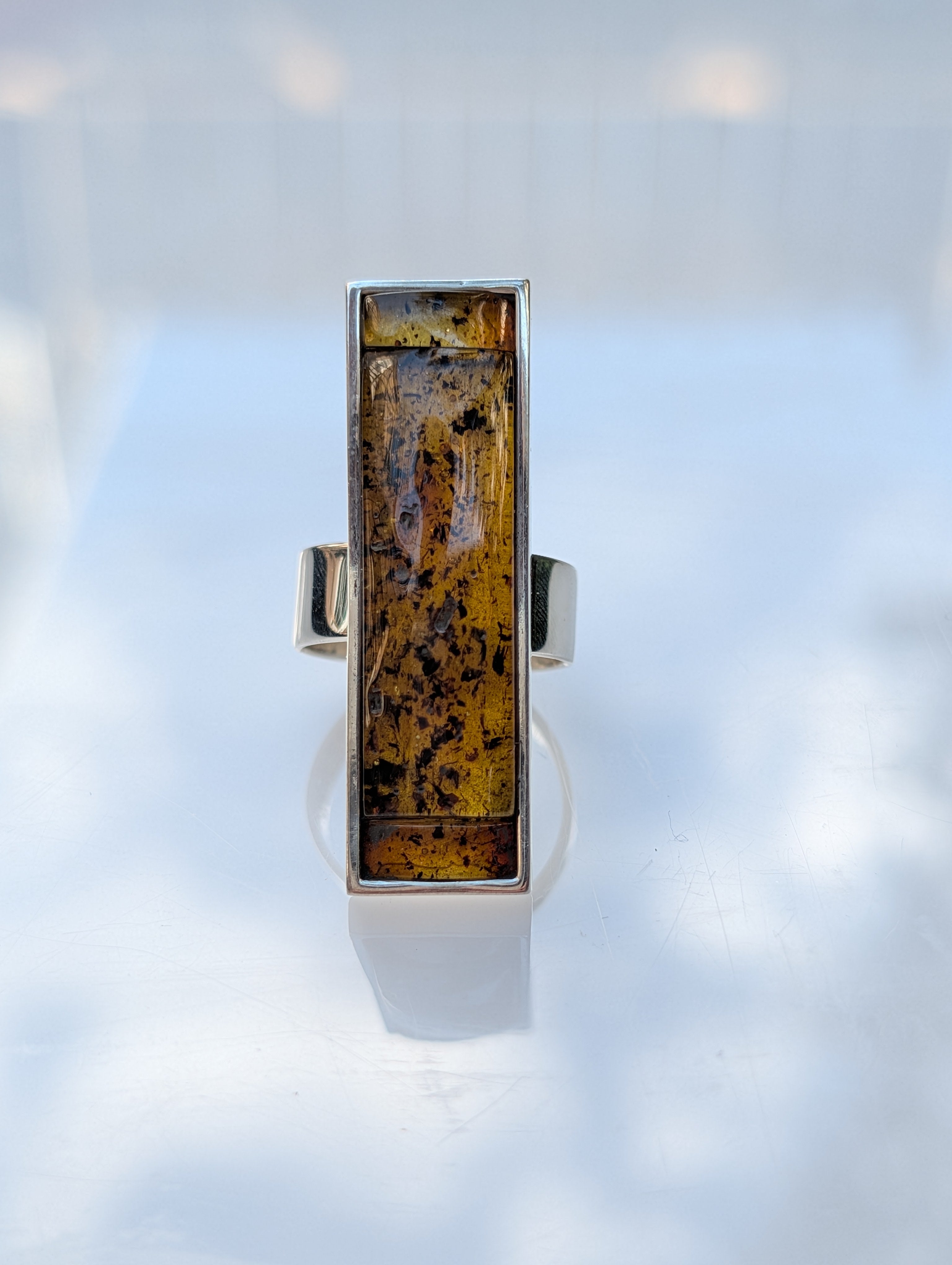 Forest Light Ring | Silver Baltic Amber Ring | Tears of the Sun Collection