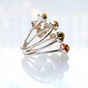 Amber Garden Ring | Silver Amber Cocktail Ring | Tears of the Sun