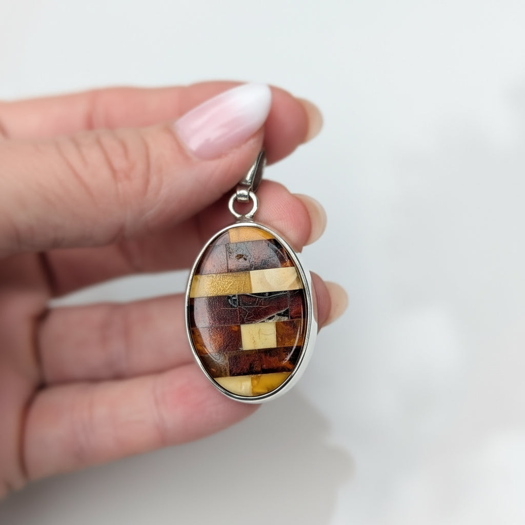 Solar Tapestry Pendant | Sterling Silver Baltic Amber | Tears of the Sun