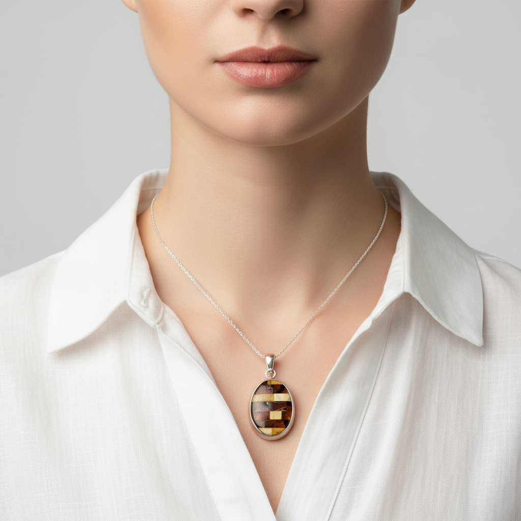 Solar Tapestry Pendant | Sterling Silver Baltic Amber | Tears of the Sun