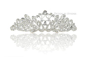 #035 Silver Bridal Tiara – 1.75" Crystal & CZ Wedding Crown, Elegant Bride Headpiece