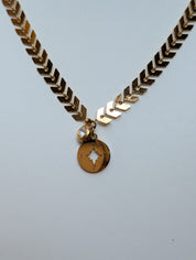 Sample Sale: Gold Compass Chevron Necklace in Stainless Steel