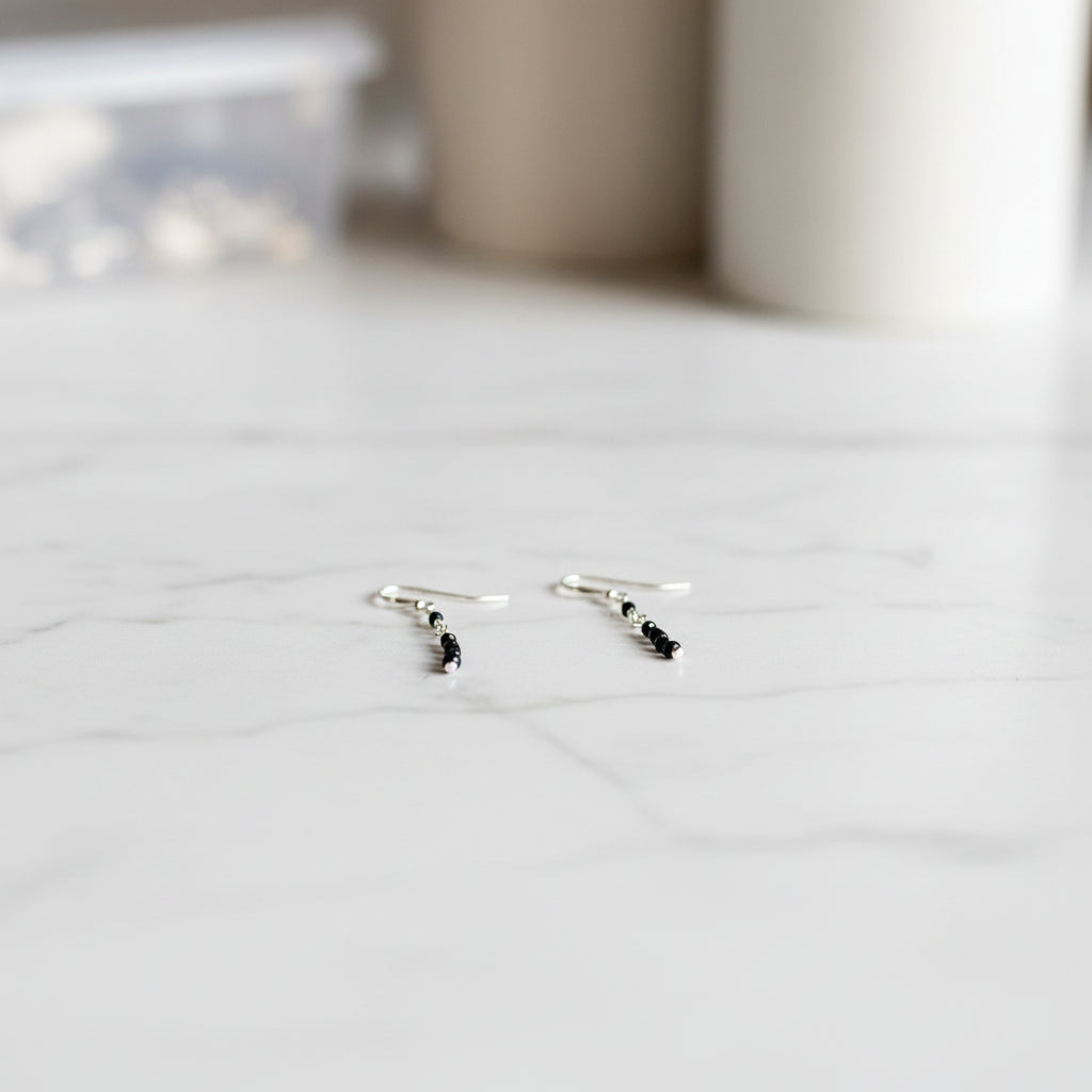 Black Spinel Dangle Earrings