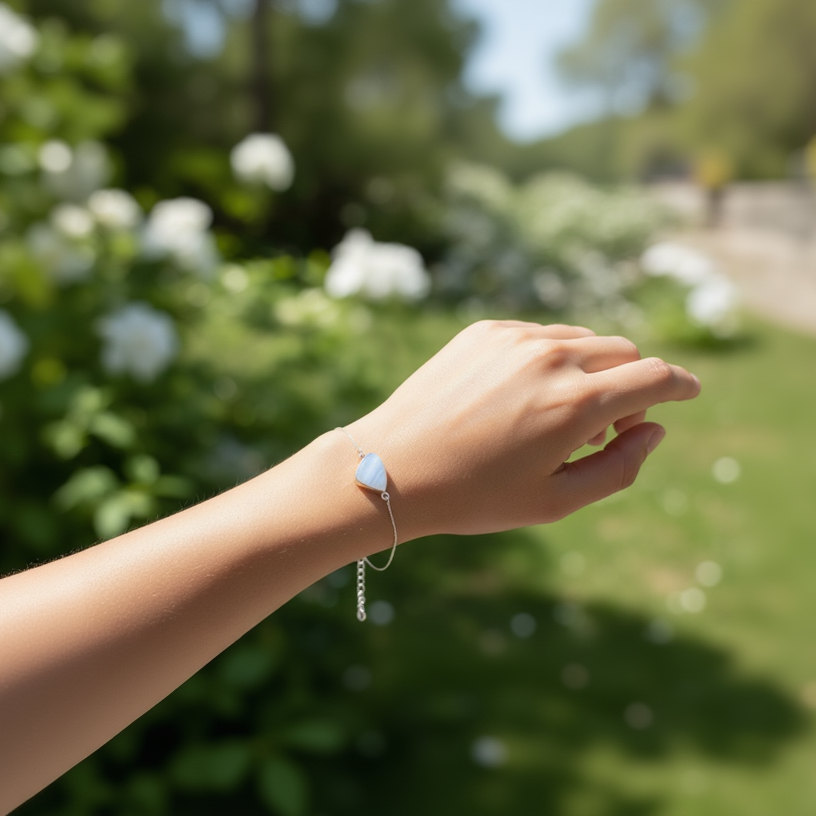 Tide Fan Bracelet | Blue Opal | Argentium Silver Bracelet