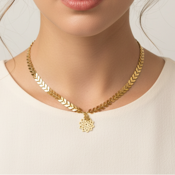 Sample Sale: Chevron Pendant Necklace — Mandala & Heart