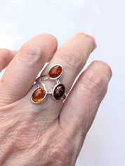 Trinity of Light Ring | Silver Amber Ring | Tears of the Sun