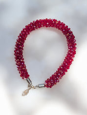 Crimson Tide Bracelet – Red Crystal Rope Bracelet in Silver