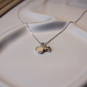 Sterling Silver Opal Necklace | 8mm Bezel Set Opal Pendant | Handmade | 16–18” Chain