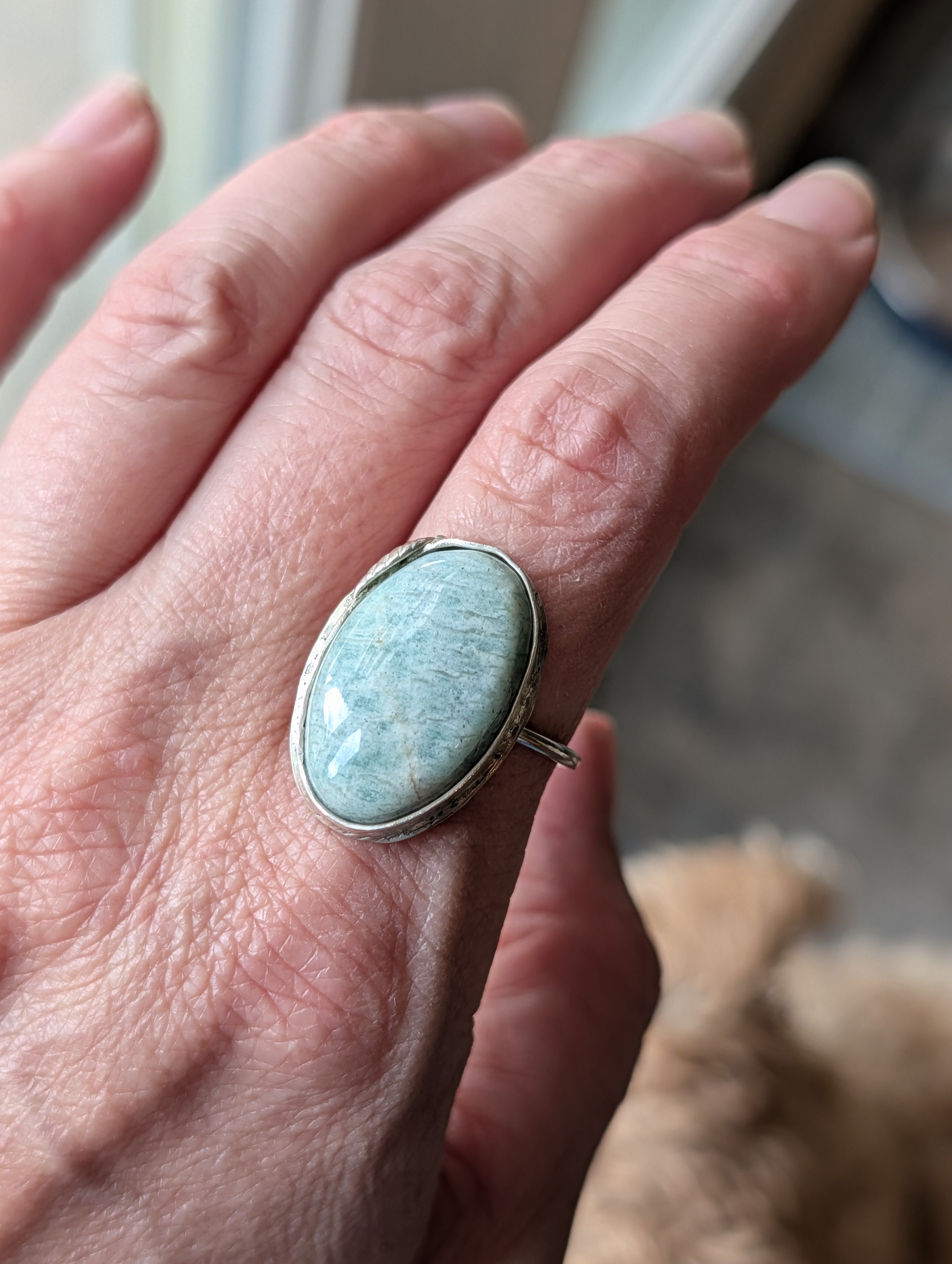 Coastal Relic — Amazonite Ring in Sterling Silver Sz 9