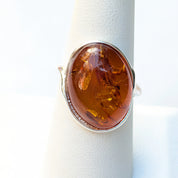 Morninglight Amber Ring | Silver Baltic Amber Cocktail Ring | Tears of the Sun