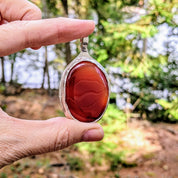 Large Carnelian Necklace in Sterling Silver – Statement Piece Echoes of the Lake Collection