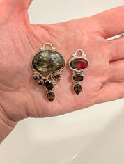 Watermelon Tourmaline & Smoky Quartz Pendant — One-of-a-Kind Sterling Silver