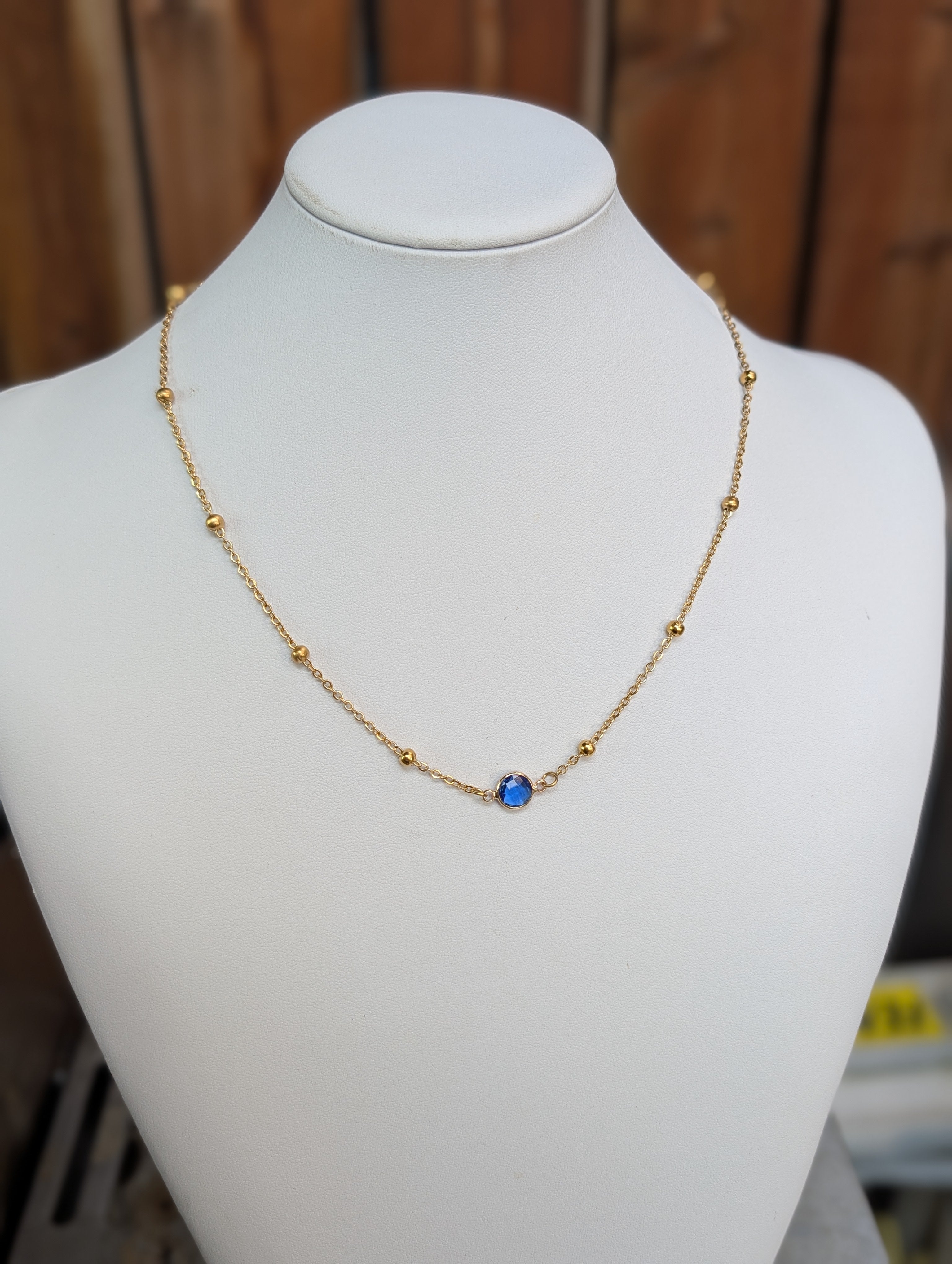 Sample Sale: Single Birthstone Stainless Steel Necklace
