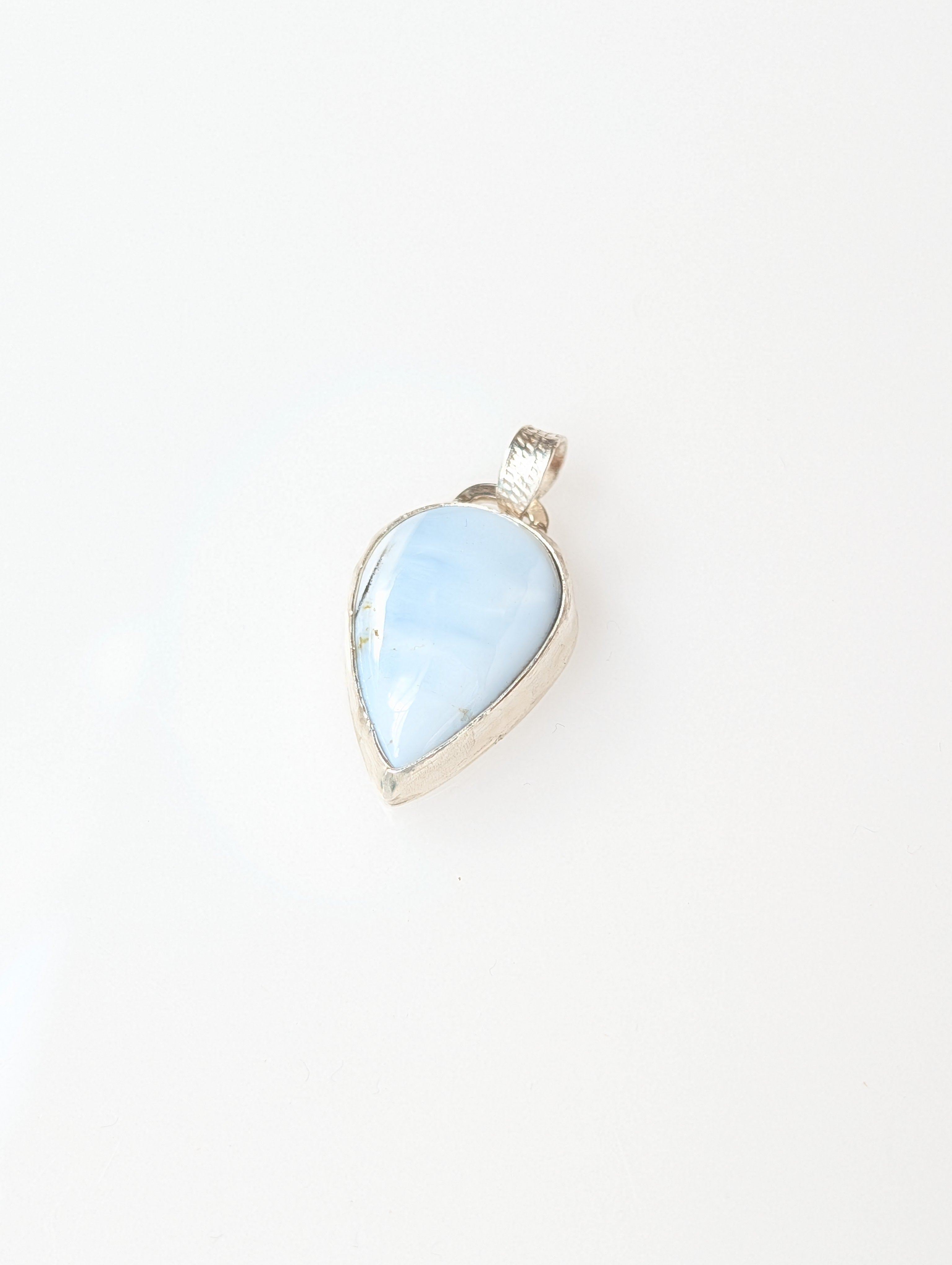 Moon Line Pendant | Pear-Shaped Blue Opal in Sterling Silver