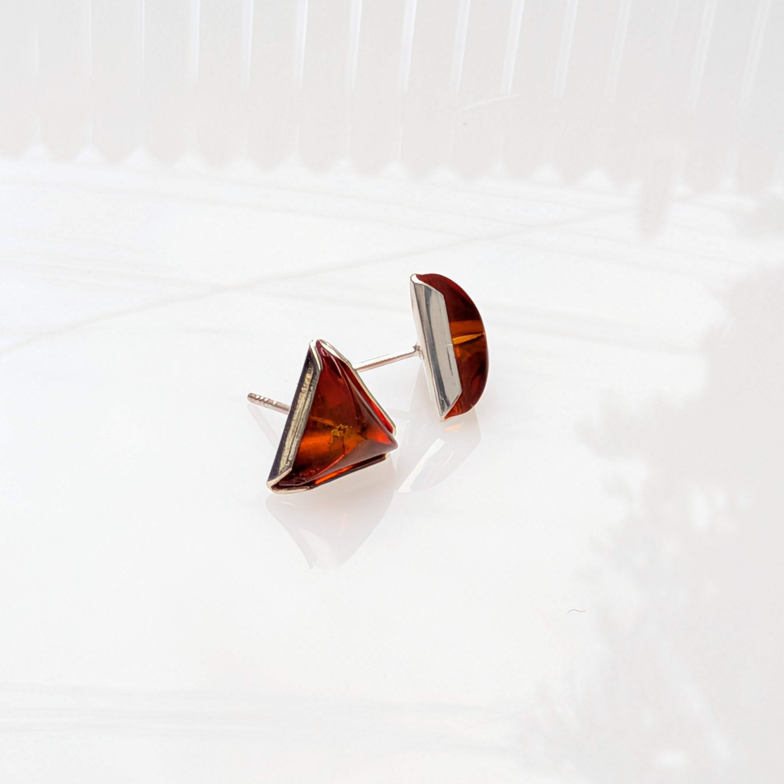 Amber Arrows Studs | Sterling Silver Baltic Amber | Tears of the Sun