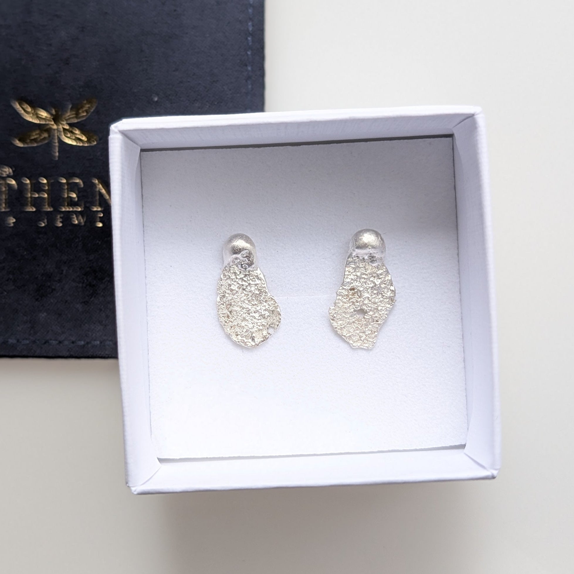 Sterling Silver Stud Earrings – Artemis Seed Earrings | OOAK Organic Silver Studs (0.75")