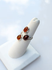 Trinity of Light Ring | Silver Amber Ring | Tears of the Sun