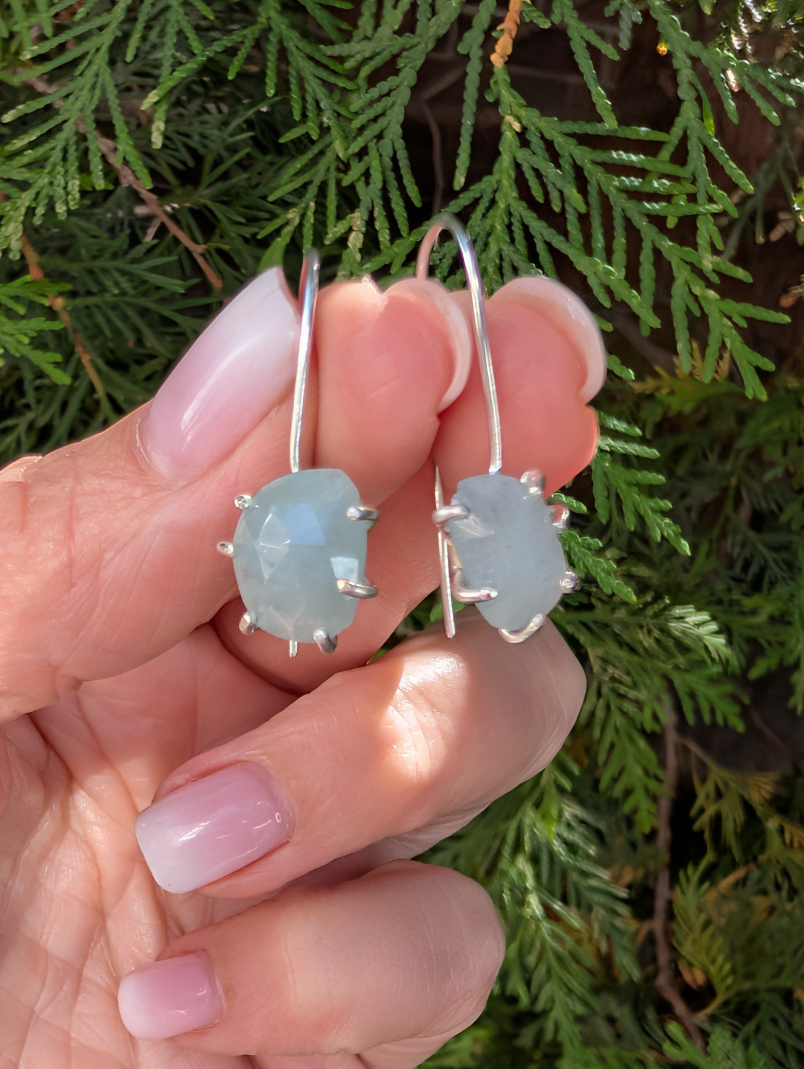 Tidal Grace Earrings – Aquamarine Beryl, Sterling Silver | Pair B