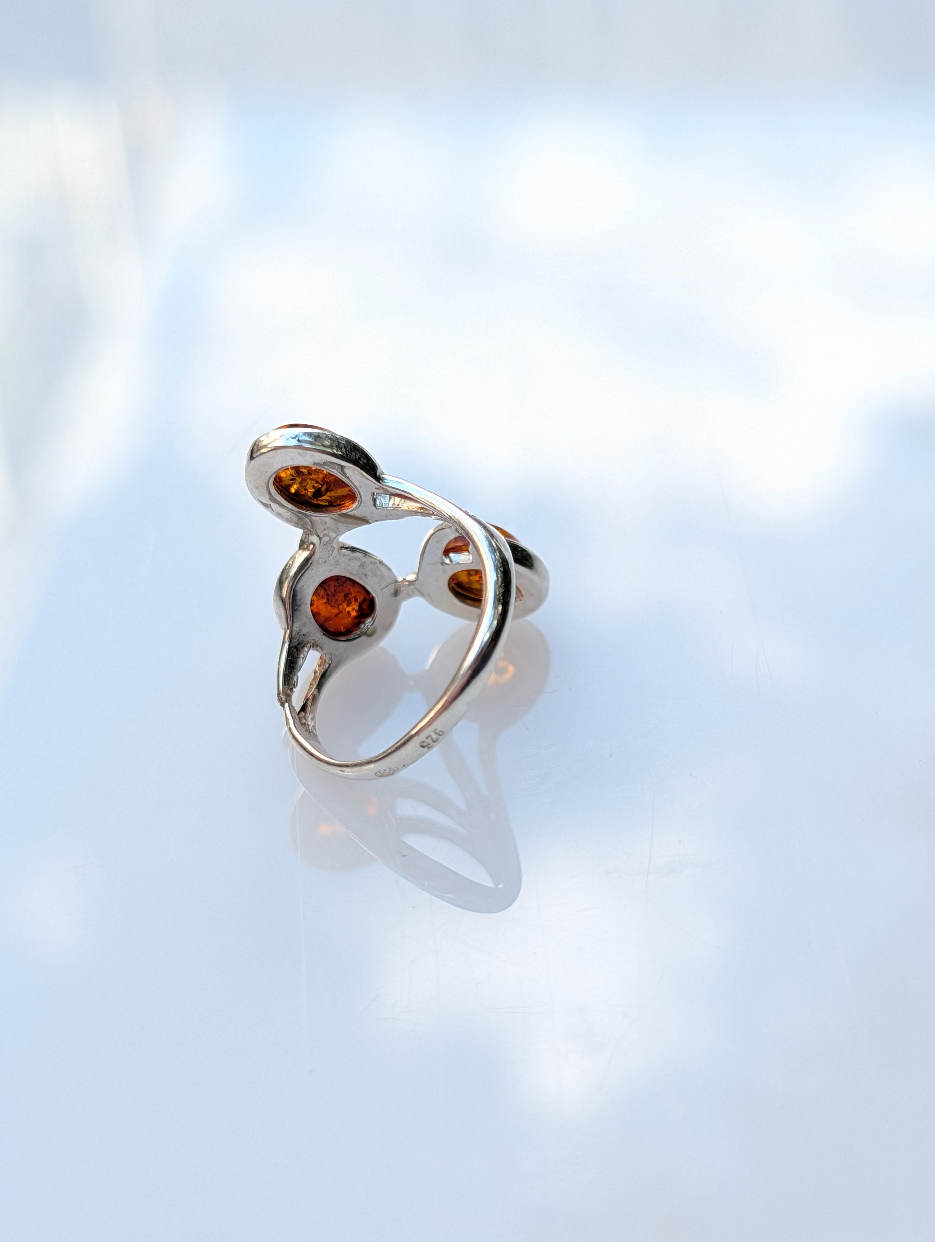 Trinity of Light Ring | Silver Amber Ring | Tears of the Sun