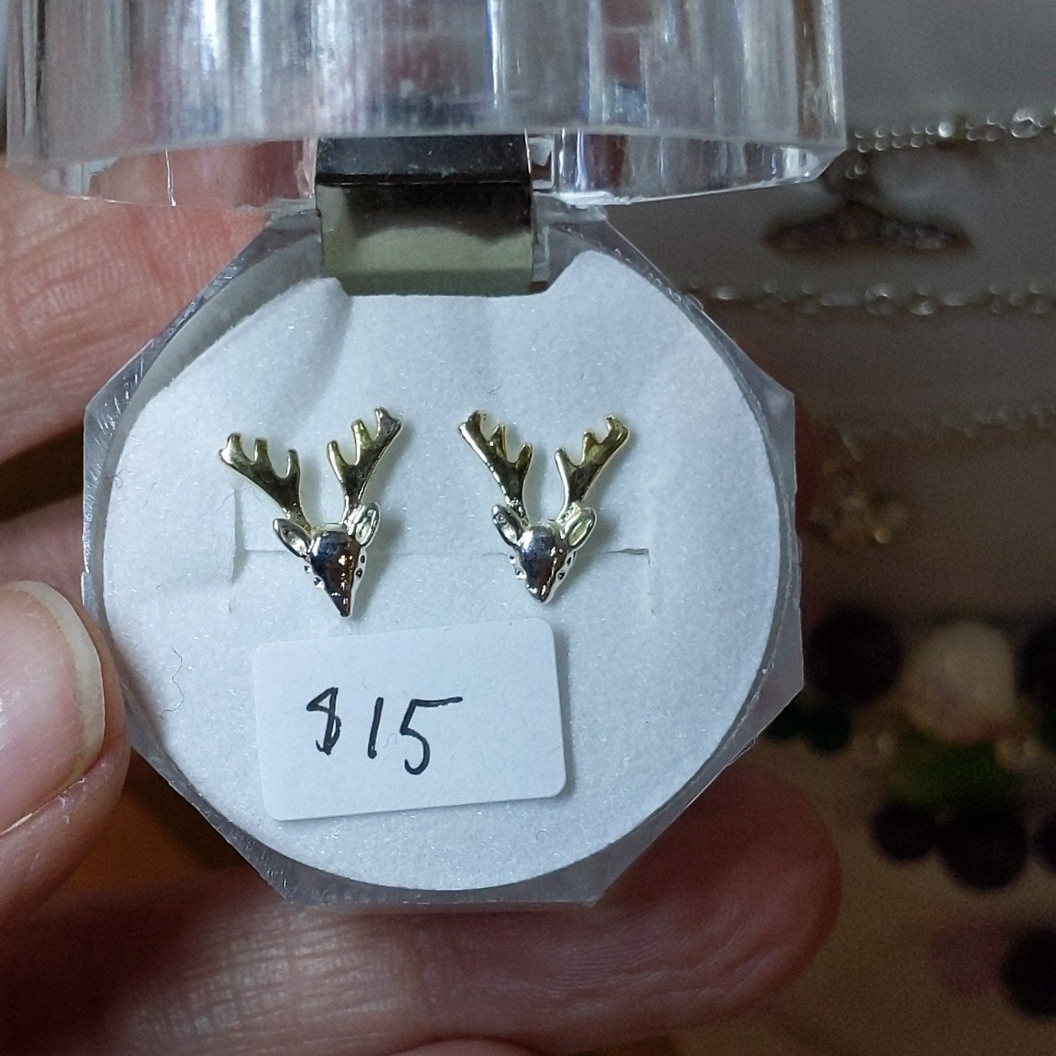 Sample Sale: Two Tone Reindeer Sterling Silver Earrings