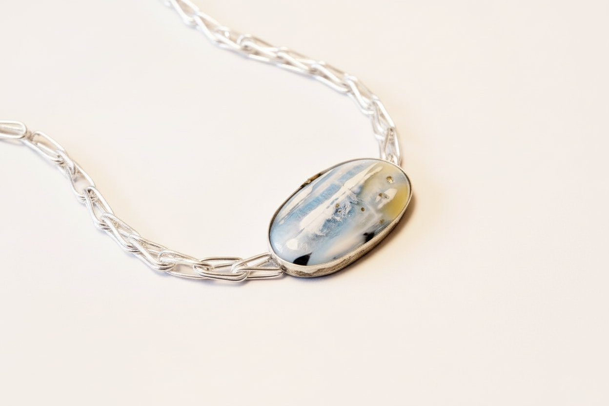 Silver Horizon — One-of-a-Kind Blue Opal Statement Necklace