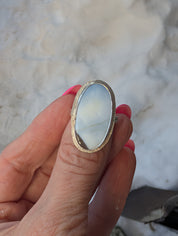 Blue Opal Statement Ring – Sterling Silver Sz 6.5