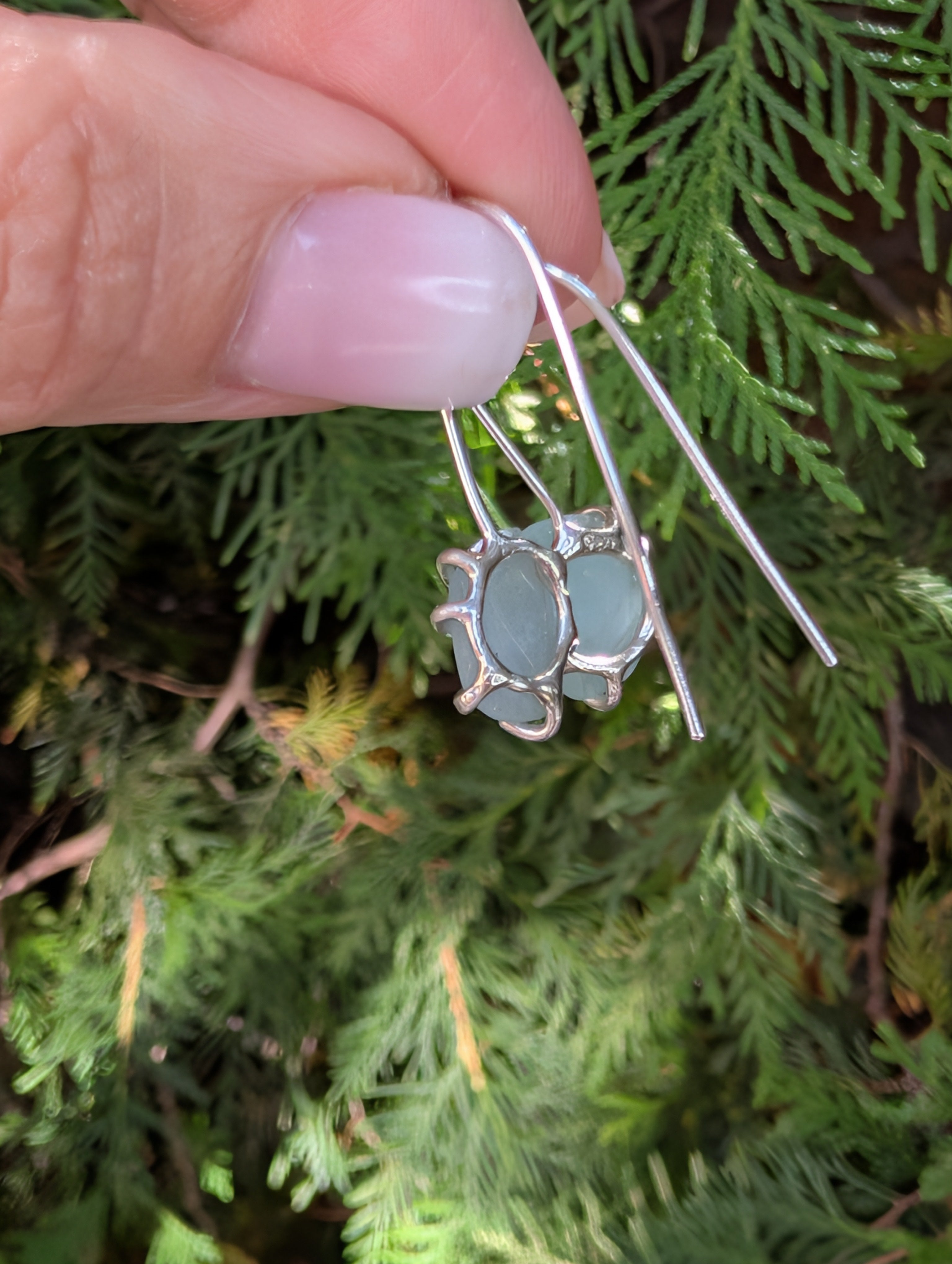 Tidal Grace Earrings – Aquamarine Beryl, Sterling Silver | Pair B