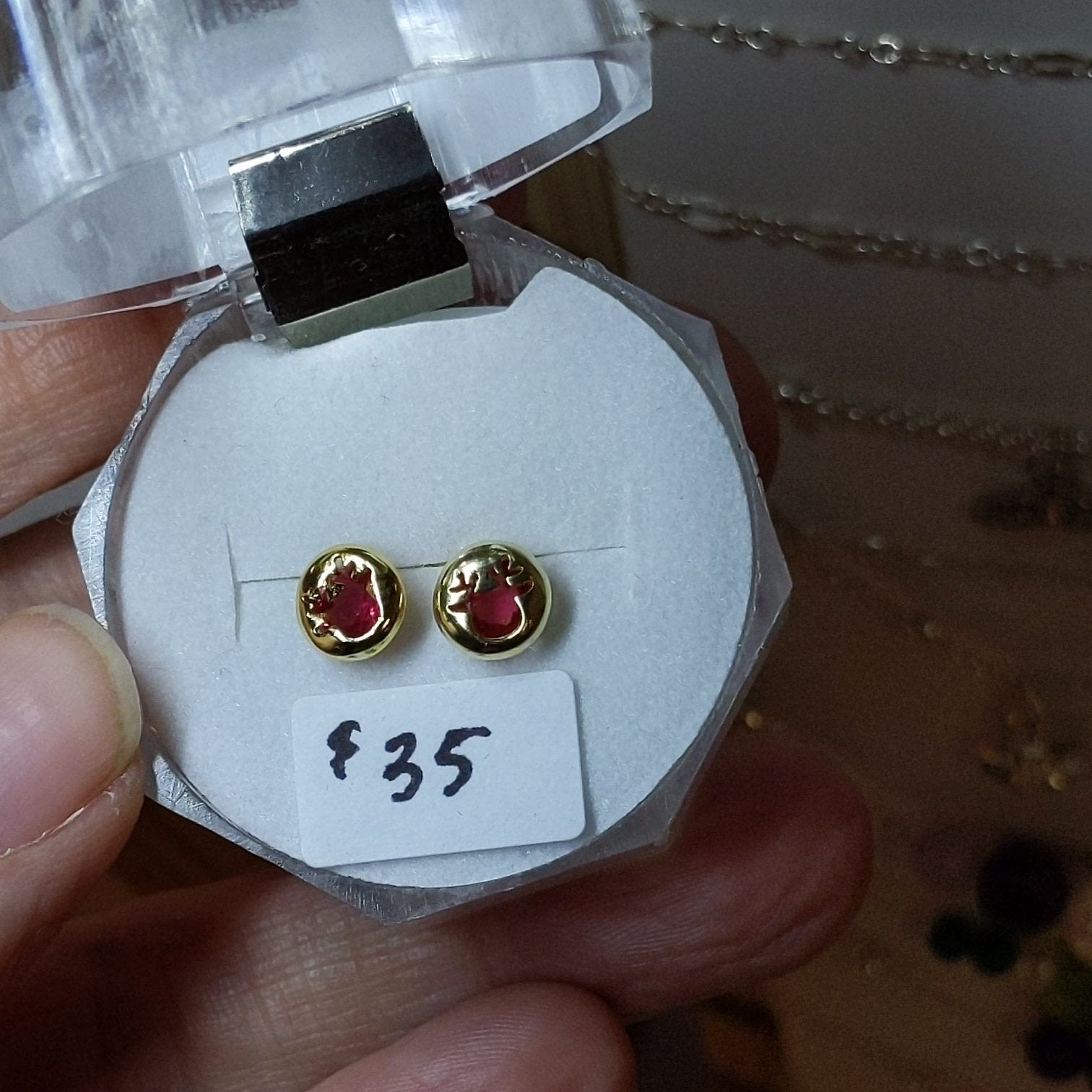 Sample Sale: Round Reindeer Sterling Silver Earrings