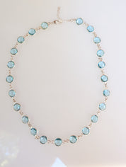 Aquamarine Necklace – Sterling Silver Bezel Set, 16"
