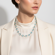 Aquamarine Necklace – Sterling Silver Bezel Set, 16"