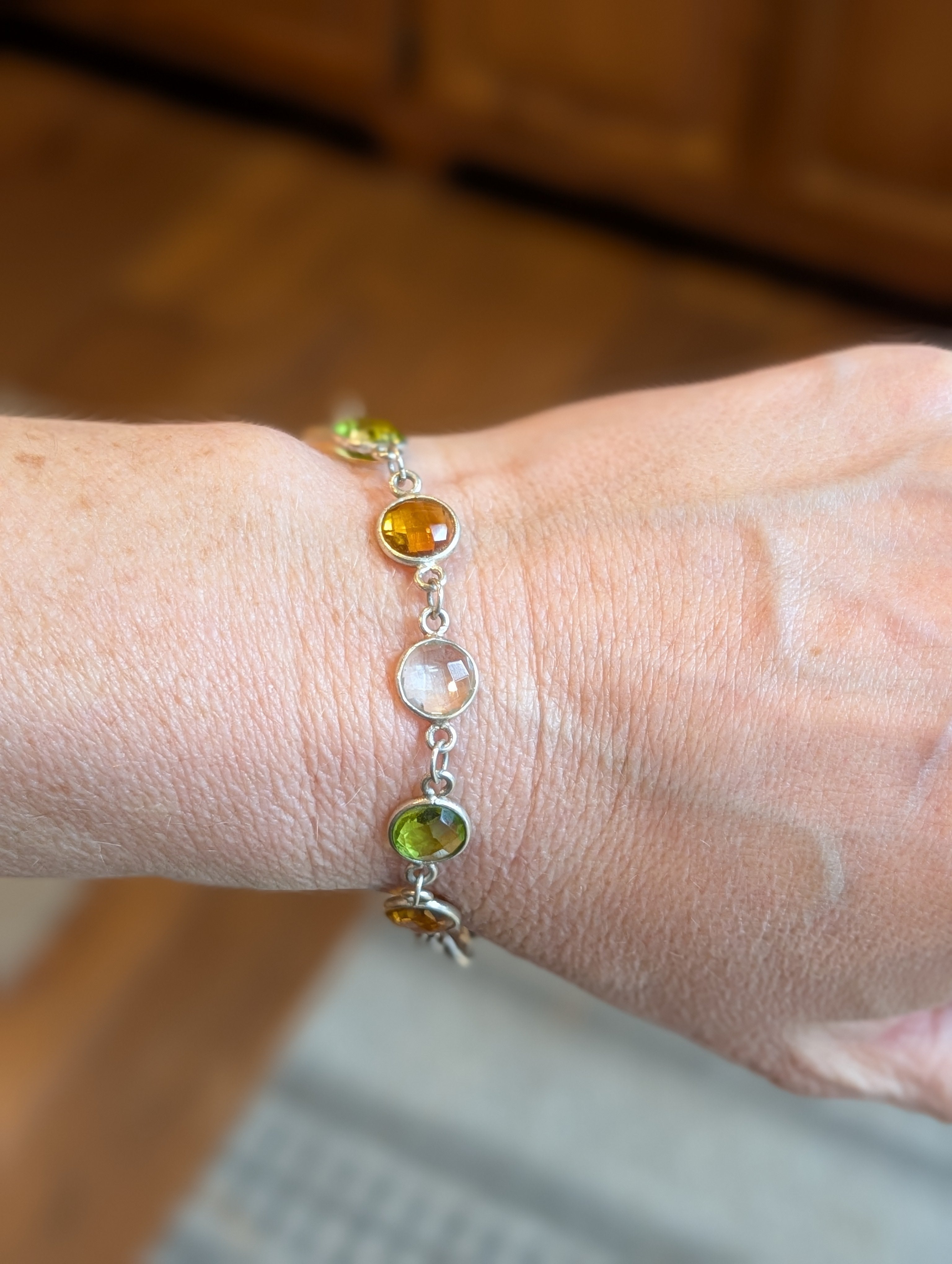 Here Comes Spring Bracelet — Citrine, Peridot & Clear Quartz in Sterling Silver