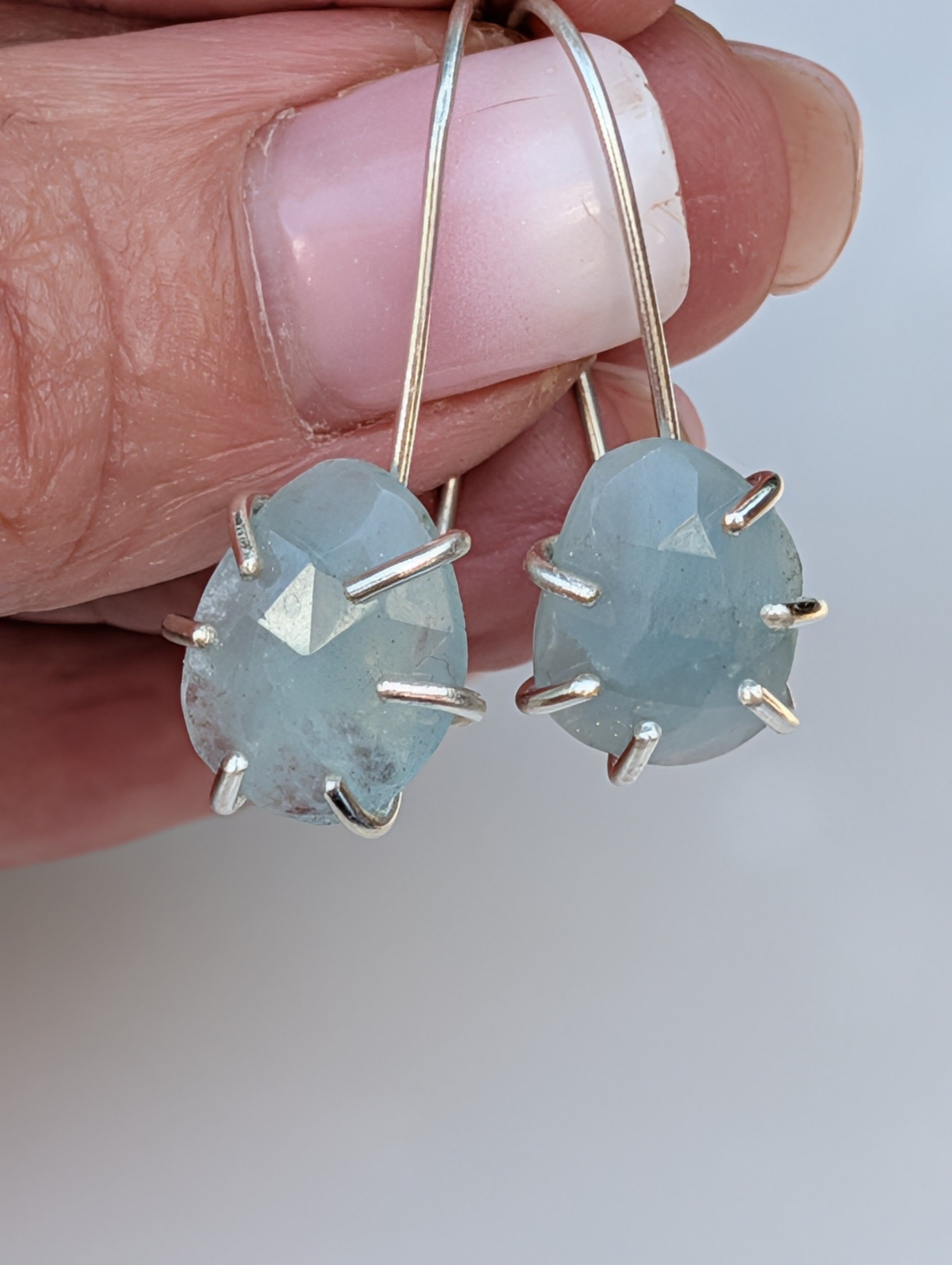 Tidal Grace Earrings – Aquamarine Beryl, Sterling Silver | Pair A