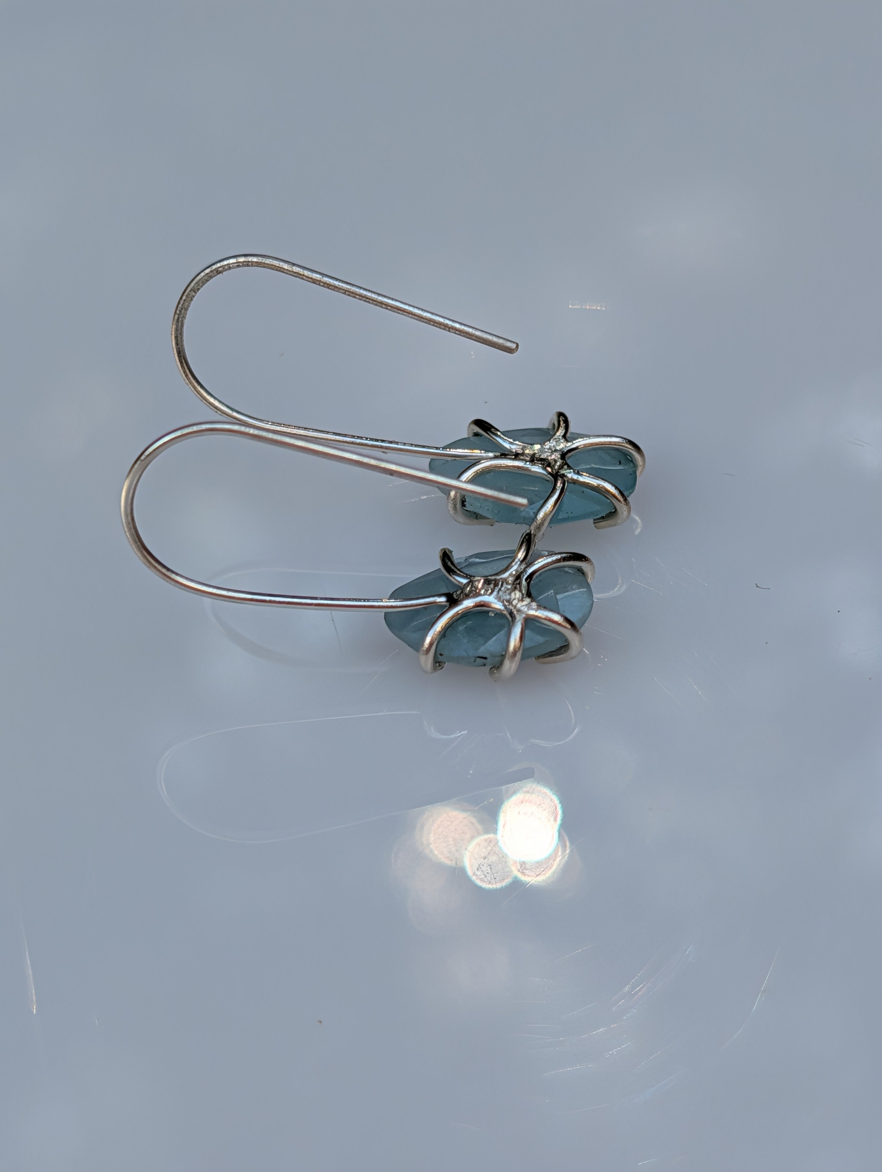 Tidal Grace Earrings – Aquamarine Beryl, Sterling Silver | Pair A