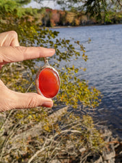 Large Carnelian Necklace in Sterling Silver – Statement Piece Echoes of the Lake Collection