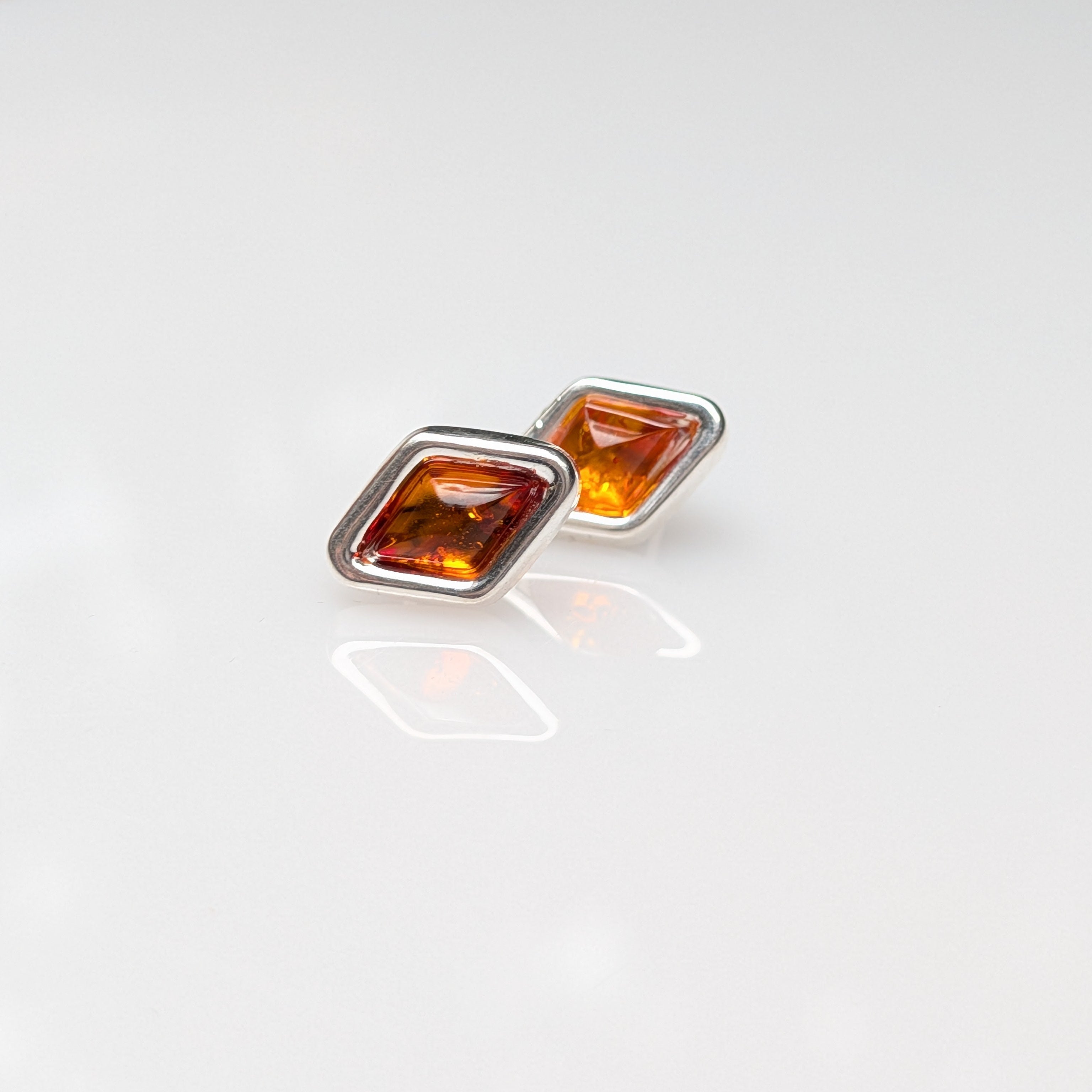 Golden Prism Earrings | Sterling Silver Baltic Amber | Tears of the Sun