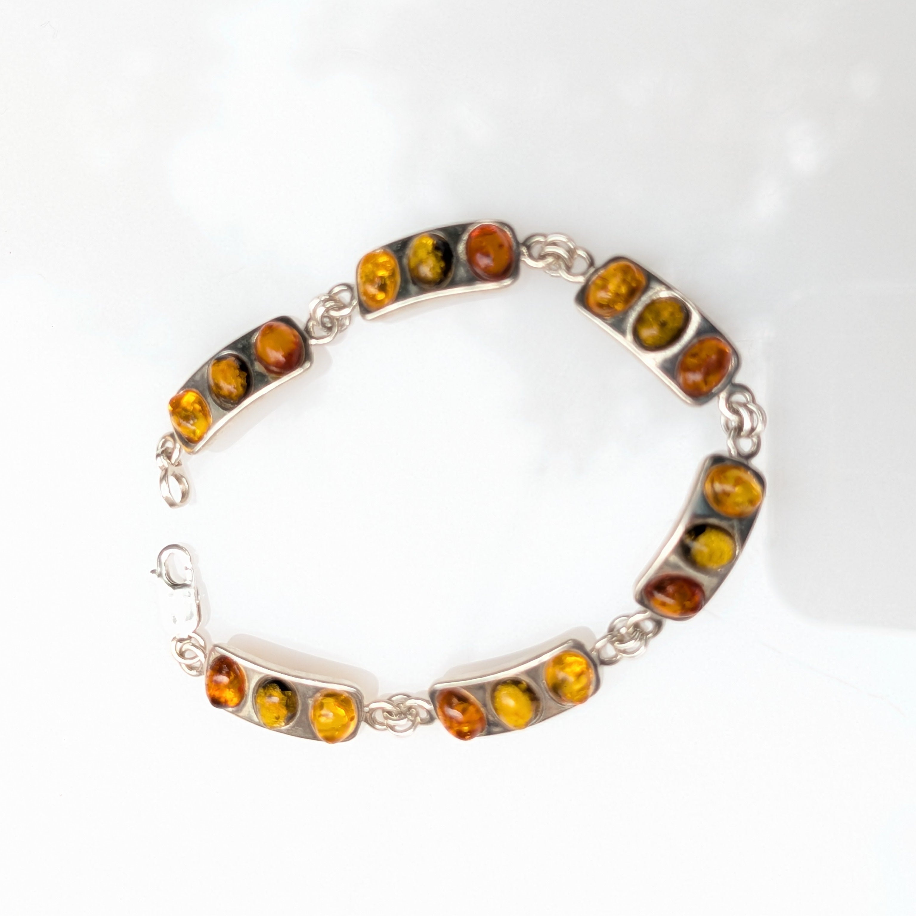 Helios Arc Bracelet | Sterling Silver Baltic Amber Bracelet | Tears of the Sun