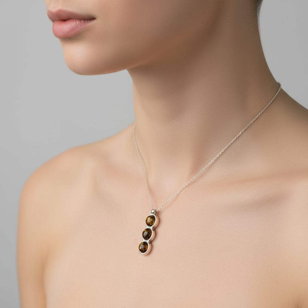 Forest Ray Pendant | Sterling Silver Baltic Amber | Tears of the Sun