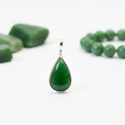 Jade Drop Necklace — One-of-a-Kind Nephrite Jade Pendant in Sterling Silver